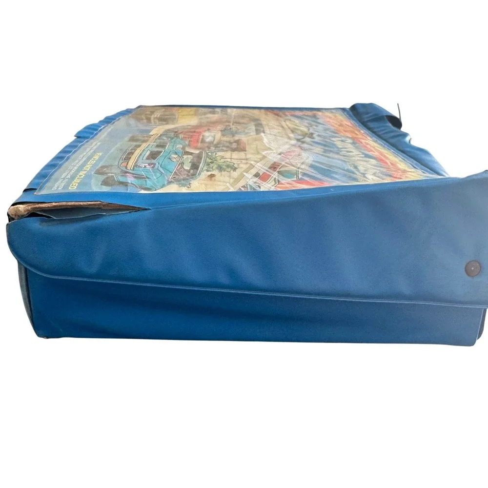 Vintage 1978 Matchbox Carry Case Lesney Blue Vinyl 48 Car Storage with 25 Cars